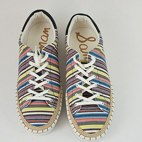 NWOT Sam Edelman striped canvas sneakers sz 9.5. - Picture 2 of 5